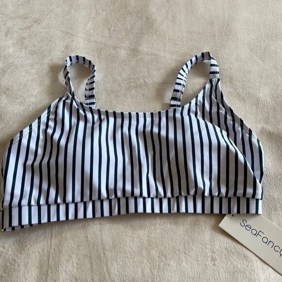 PRICED TO SELL - See Description for details -- Blue/White Striped Bikini Top - Picture 3 of 5